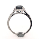14 Karat White Gold Fashion Ring with London Blue Topaz and Diamonds- Size 7.75